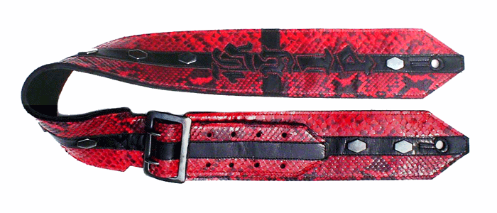 red cobra snakeskin guitar strap