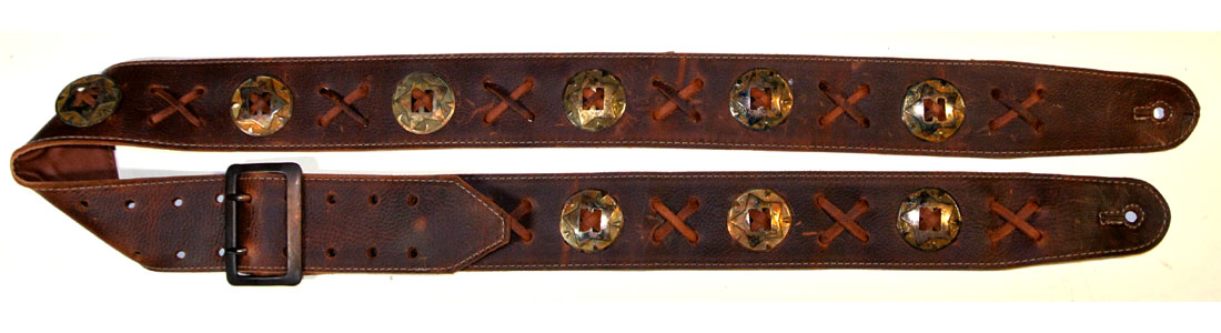 BROWN CONCHO LEATHER GUITAR STRAP
