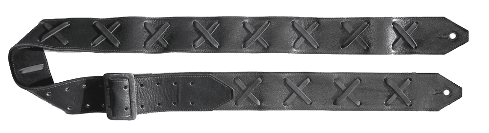 BLACK "X" LEATHER GUITAR STRAP -2.25" WIDE