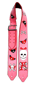 Pink Skull Guitar Strap