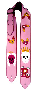 Pink Skull Guitar Strap 2